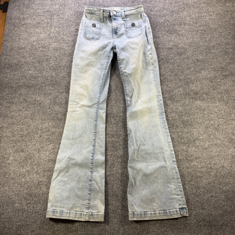 Joie Jeans Womens 25 Light Wash Flare Denim Patch Pocket Trousers Made in USA